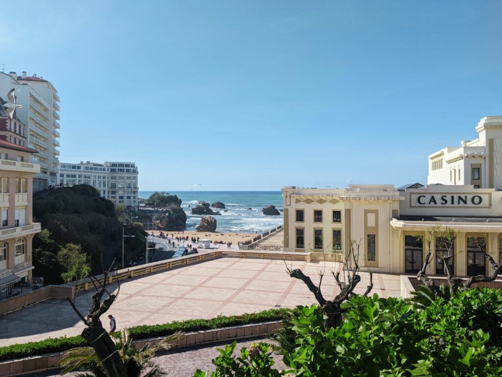 View of Biarritz Casino, beach and sea