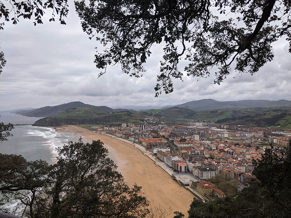 The view of Zarautz town and beach from up high