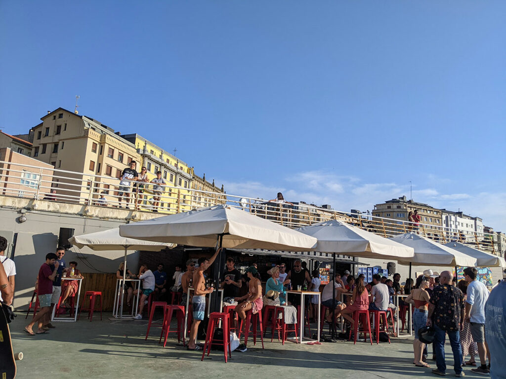 The beach bar on the Zurriola beach in San Sebastian