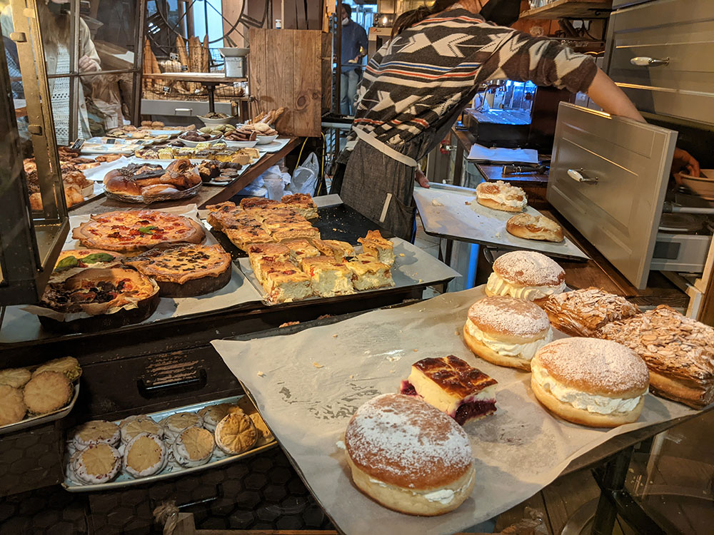 pastries from the shop window in san sebastian