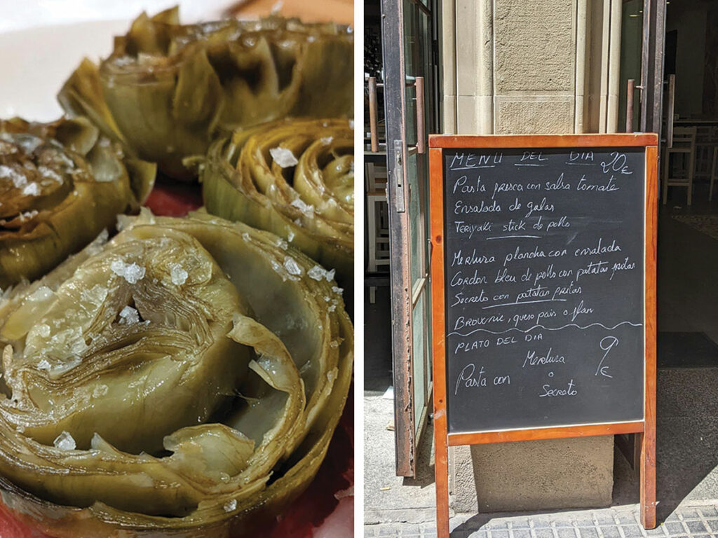 La pizarra del menú del día de Itsaspe en San Sebastián