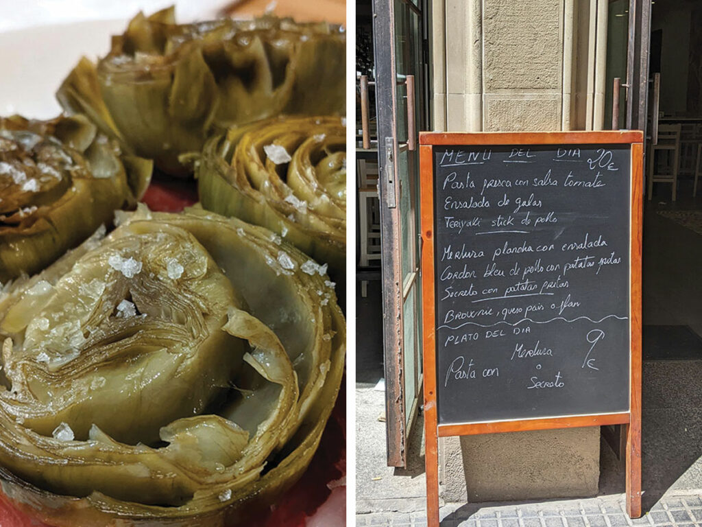 The menu del dia board at Itsaspe in San Sebastian