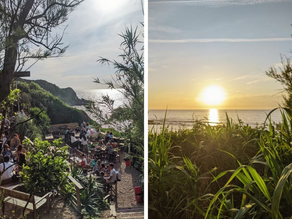 Sunset at the Bibam Beach bar in Saint Jean de Luz in France