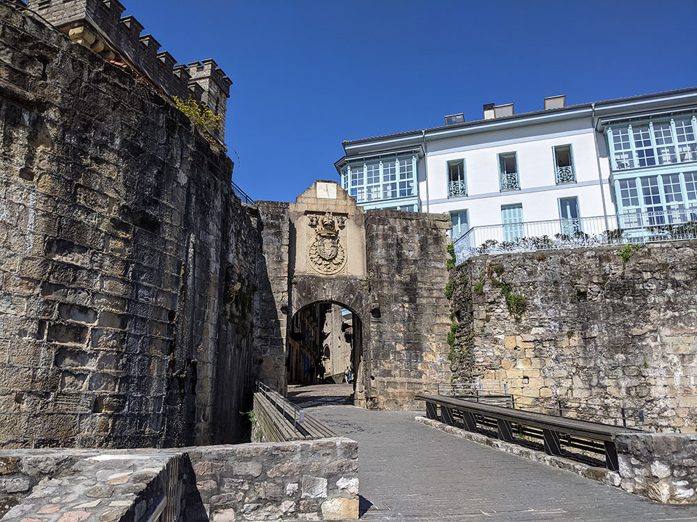 The Santa María Gate that protects the old town of Hondarribia in Spain