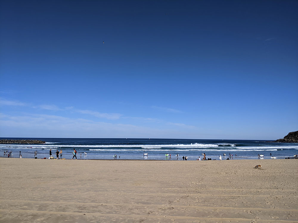 waves on la zurriola beach in san sebastian