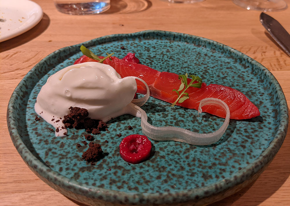 salmon dish at a michelin star restaurant