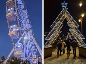 The ferris wheel and christmas lights in San Sebastian